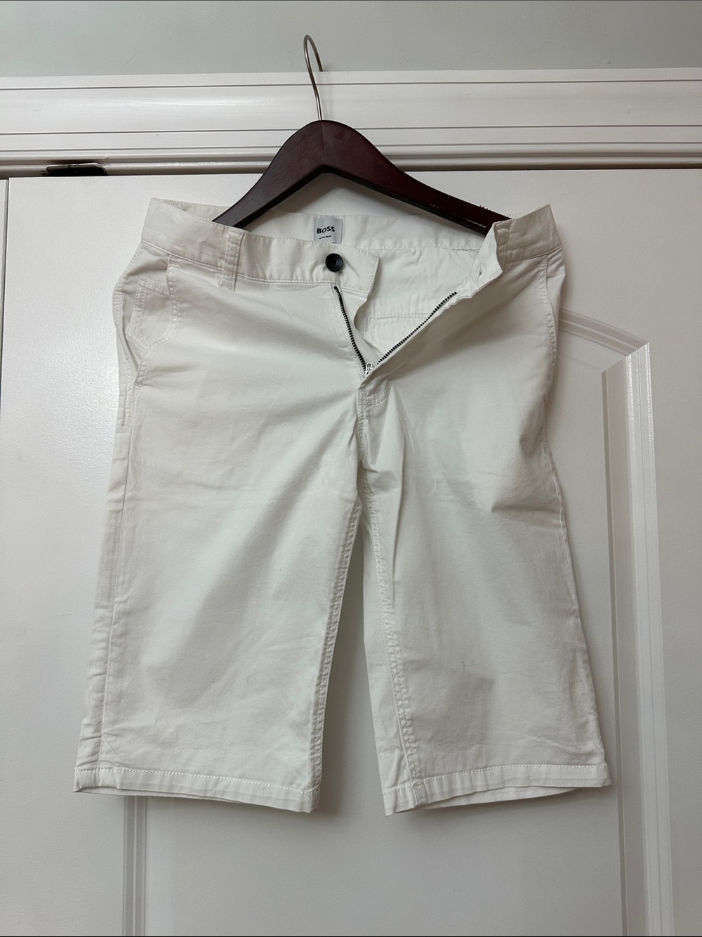 Boss White Cotton Kids Shorts
